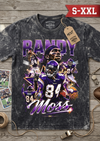 RANDY MOSS Jumbo Print Acid Washed Vintage 90s Style Heavyweight T-Shirt