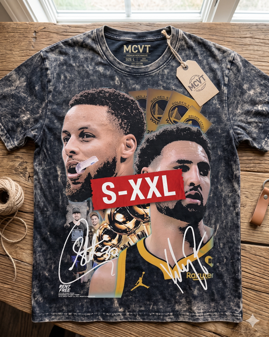 SPLASH BROTHERS Jumbo Print Acid Washed Vintage 90s Style Heavyweight T-Shirt