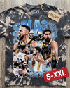 SPLASH BROTHERS Jumbo Print Acid Washed Vintage 90s Style Heavyweight T-Shirt