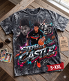 STEPHON CASTLE Jumbo Print Acid Washed Vintage 90s Style Heavyweight T-Shirt
