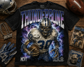 MCVT THUNDERBONE Jumbo Print Acid Washed Vintage 90s Style Heavyweight T-Shirt
