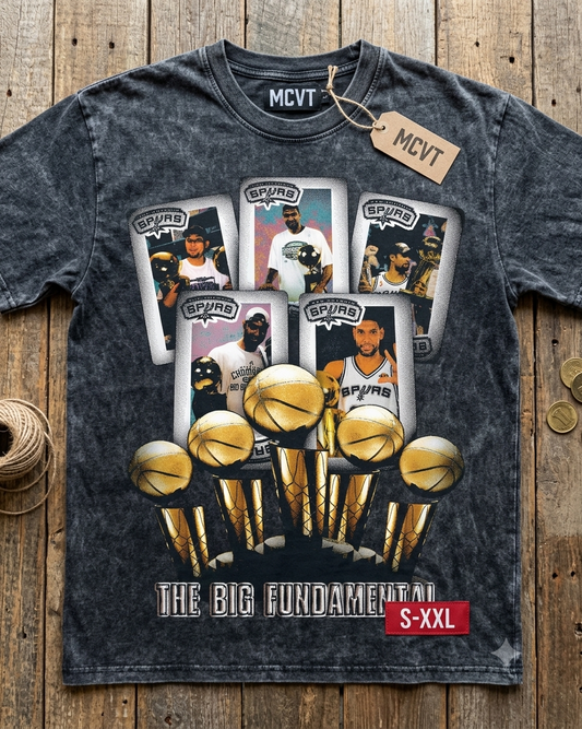 DUNCAN MR FUNDAMENTAL Jumbo Print Acid Washed Vintage 90s Style Heavyweight T-Shirt