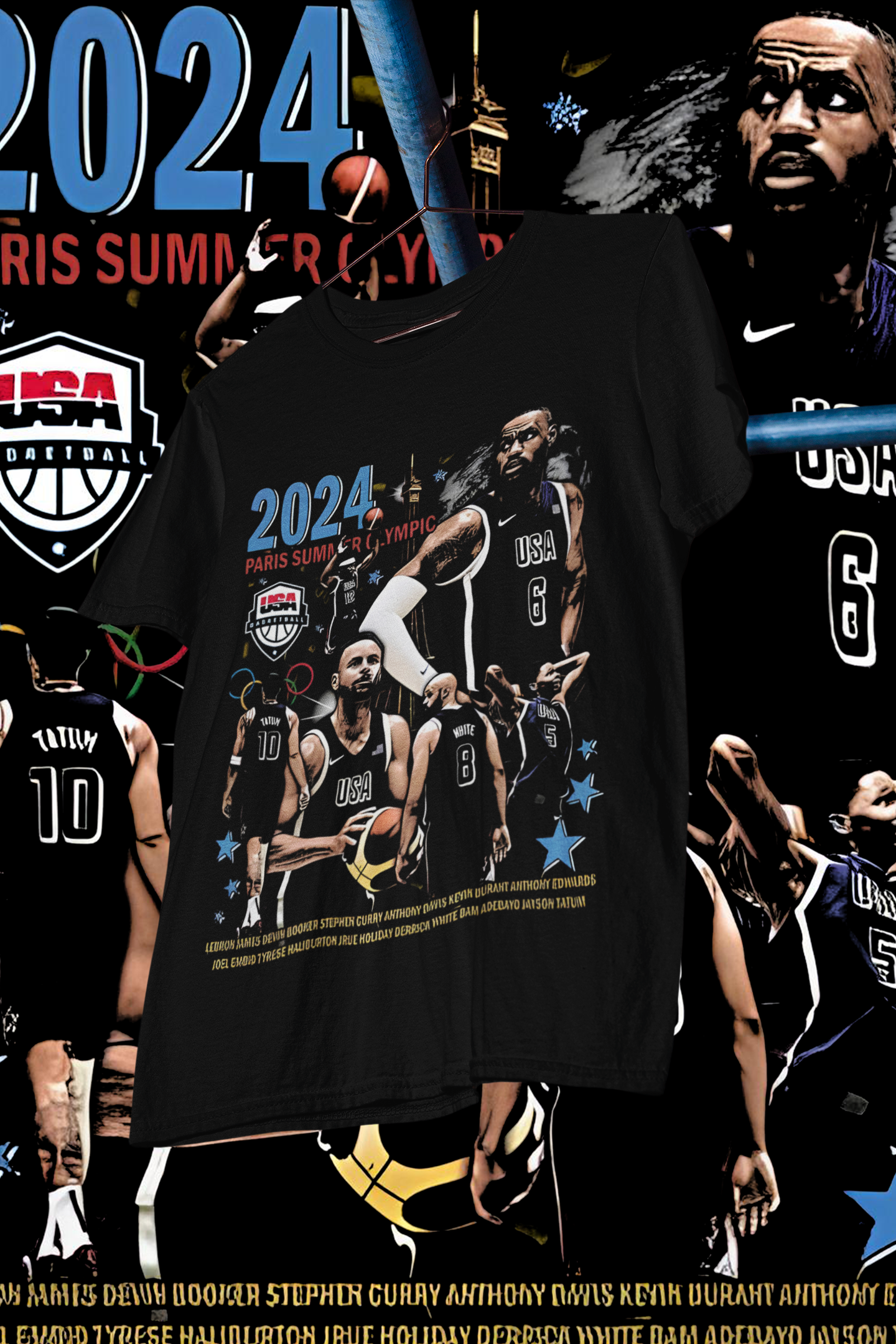 USA GREATNESS 24 PARIS - shirt design, Bootleg tees design, ready to print, Printable design basketball, 90s, DTF,DTG,300 DPI